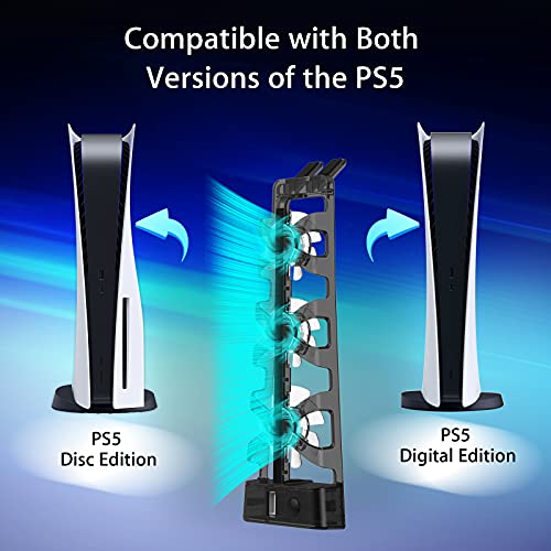 NexiGo PS5 Accessories Cooling Fan with LED Light, for Both Disc and Digital Editions, Efficient Cooling System, Horizontal Compatible Stand - The Gadget Collective