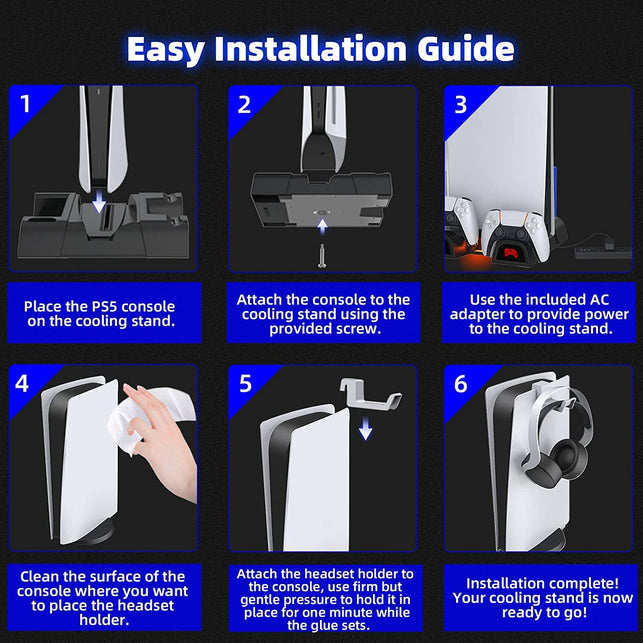 Nexigo PS5 Accessories Vertical Stand with Headset Holder and AC Adapter, for PS5 Disc & Digital Editions Dual Controllers Charger, 3 Levels Adjustable Fans Speed, 10 Game Rack Organizer, Black - The Gadget Collective