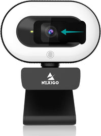 Nexigo Streamcam N930E with Software, 1080P Webcam with Ring Light and Privacy Cover, Auto-Focus, Plug and Play, Web Camera for Online Learning, Zoom Meeting Skype Teams, PC Mac Laptop Desktop - The Gadget Collective