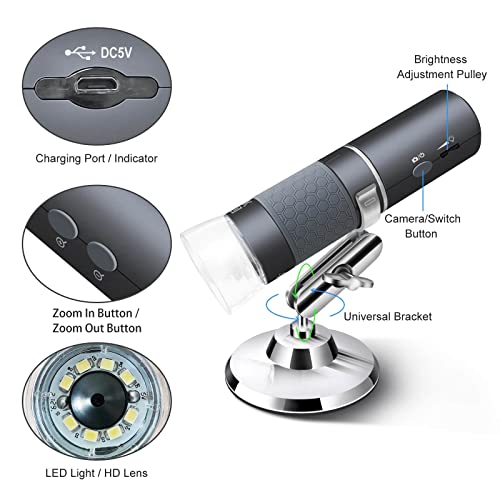 Ninyoon 4K WiFi Microscope for iPhone Android PC, 50-1000X USB Digital Microscope Wireless Super HD Endoscope Camera Compatible with All Cellphones iPad Android Tablet Windows Mac Chrome Linux - The Gadget Collective