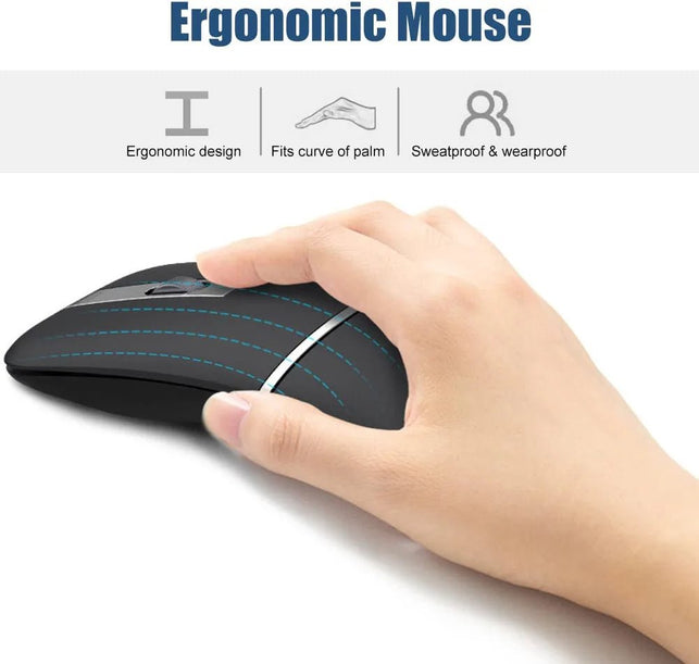 NORMIA RITA Foldable Arc Wireless Mouse Silent Click Bluetooth 2.4Ghz Dual Modes Portable Curved Mouse for Home, Office, Travel - The Gadget Collective