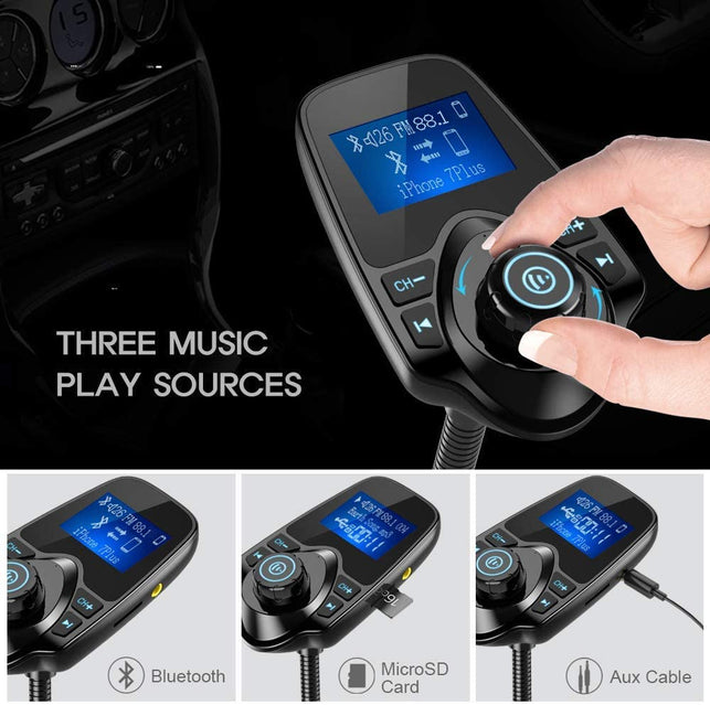 Nulaxy Bluetooth FM Transmitter for Car, Upgraded Manual Power On/Off – The  Gadget Collective