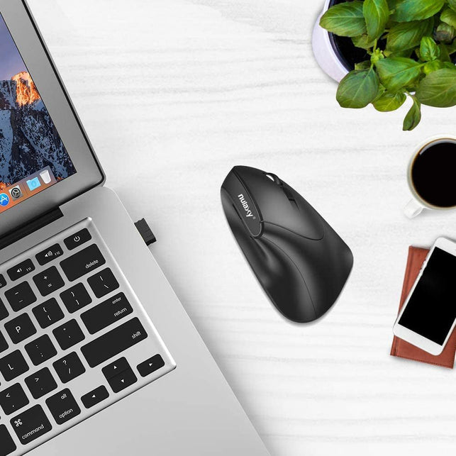 Nulaxy Ergonomic Mouse, 2.4G Wireless Vertical Mouse with 3 Adjustable DPI(800 / 1200 /1600), Wireless Ergonomic Optical Mouse with 6 Buttons for Computer, Laptop, PC, Ipad, Desktop, Macbook Black - The Gadget Collective