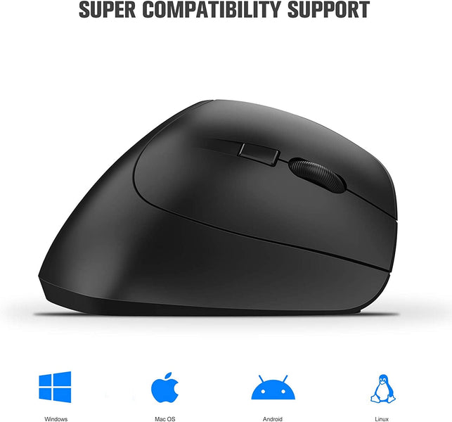 Nulaxy Ergonomic Mouse, 2.4G Wireless Vertical Mouse with 3 Adjustable DPI(800 / 1200 /1600), Wireless Ergonomic Optical Mouse with 6 Buttons for Computer, Laptop, PC, Ipad, Desktop, Macbook Black - The Gadget Collective