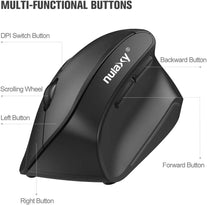 Nulaxy Ergonomic Mouse, 2.4G Wireless Vertical Mouse with 3 Adjustable DPI(800 / 1200 /1600), Wireless Ergonomic Optical Mouse with 6 Buttons for Computer, Laptop, PC, Ipad, Desktop, Macbook Black - The Gadget Collective