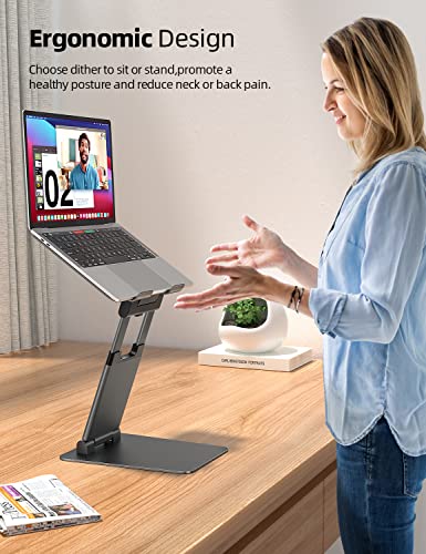 Nulaxy Laptop Stand for Desk, Ergonomic Sit to Stand Laptop Holder Convertor, Adjustable Height from 1.18" to 21", Supports up to 22lbs, Compatible with MacBook, All Laptops Computer Tablets 10-17" - The Gadget Collective