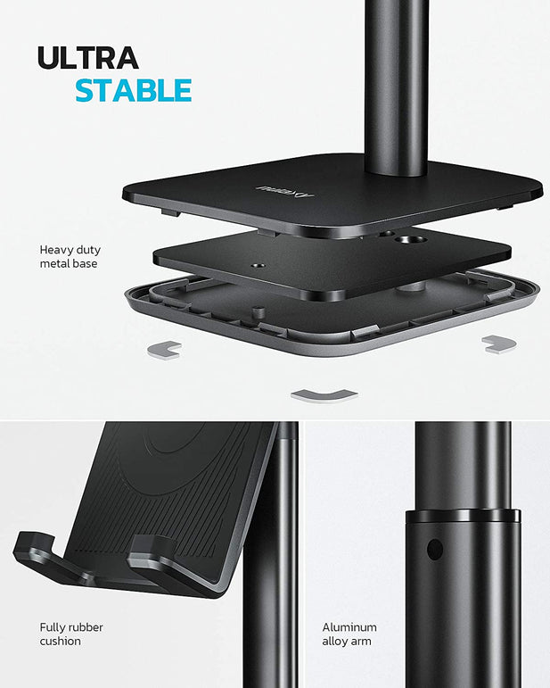 Nulaxy Phone Stand, Height Angle Adjustable Cell Phone Stand, Phone Holder for Desk Compatible with iPhone12 Mini 11 Pro Xs Xs Max Xr X 8 7 6 6s Plus, - The Gadget Collective