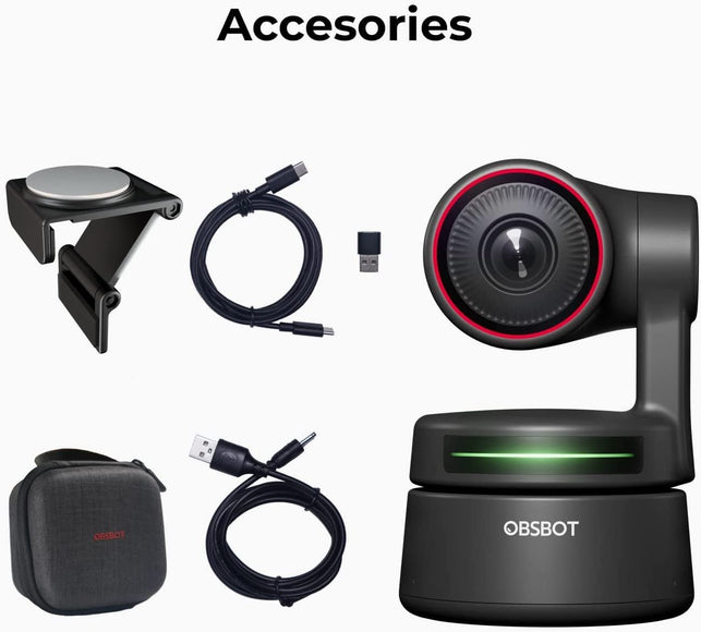 OBSBOT Tiny PTZ 4K Webcam, AI Powered Framing & Autofocus, 4K Video Conference Camera with Omni-Directional Mics, Auto Tracking with 2 Axis Gimbal,Hdr,60 Fps,Low-Light Correction,Zoom Certified - The Gadget Collective