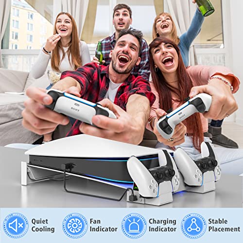 OIVO PS5 Horizontal Stand with 3-Level Cooling Fan and PS5 Controller Charger for Playstation 5 PS5 Console, PS5 Cooling Station with PS5 Charging Station, PS5 Stand Horizontal for PS5 Accessories - The Gadget Collective