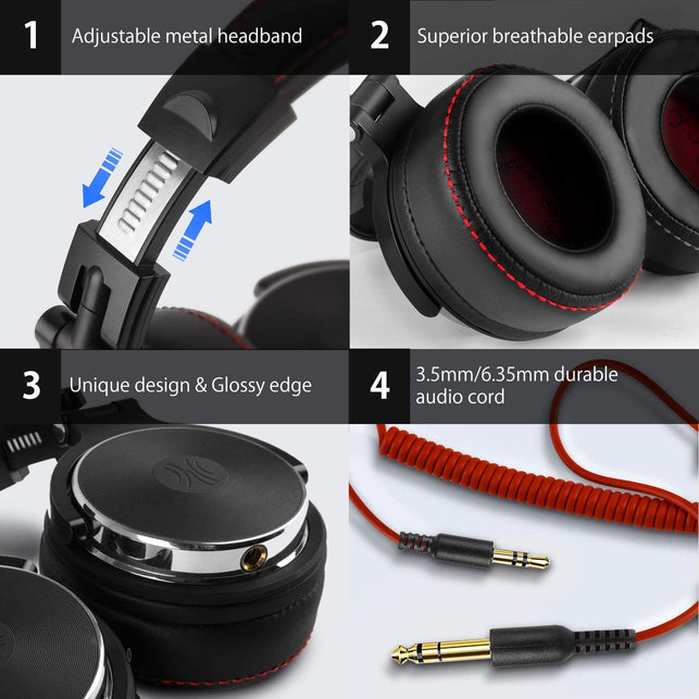 OneOdio Pro-50 Adapter-Free Over Ear Headphones for Studio Monitoring and Mixing, Sound Isolation, 90° Rotatable Housing with Top Protein Leather Earc - The Gadget Collective