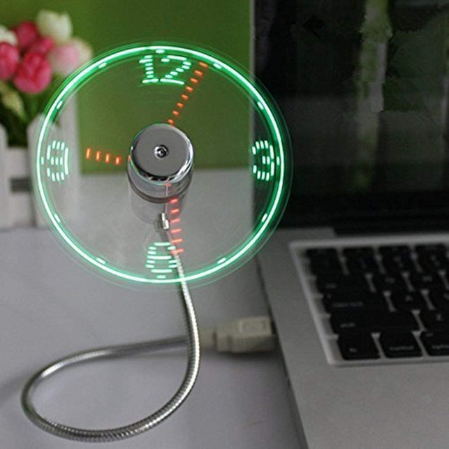 ONXE USB LED Clock Fan with Real Time Display Function,USB Clock Fans,Silver - The Gadget Collective