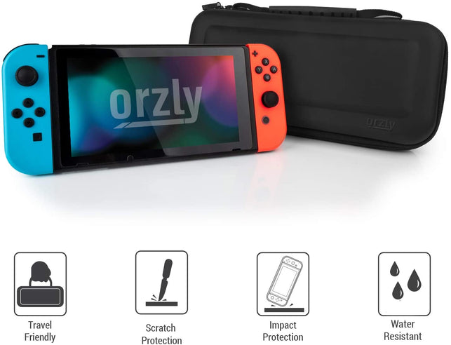 Orzly Carry Case Compatible With Nintendo Switch - BLACK Protective Hard Portable Travel Carry Case Shell Pouch for Nintendo Switch Console & Accessor - The Gadget Collective