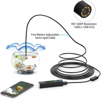 Pancellent Wireless Snake Camera 1200P Wifi Inspection Camera HD Endoscope with 8 LED Light Rigid Cable Borescope for Iphone Android Smartphone Table Ipad PC (5 Metes,16.5 FT) - The Gadget Collective