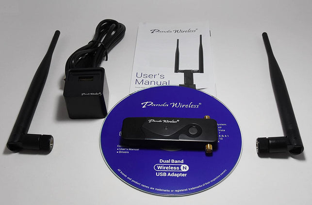 Panda Wireless PAU09 N600 Dual Band (2.4GHz and 5GHz) Wireless N USB Adapter W/ Dual 5dBi Antennas - Windows XP/Vista/7/8/8.1/10 Mint Ubuntu - The Gadget Collective