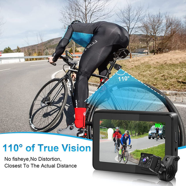PARKVISION 1080P Bike Mirror Camera,Rear View Mirror Camera for Bicycle Handlebars with 8-LED Night Vision,110°Distortion-Free View with 4.3" Screen,Adjustable Rotatable Bracket for Ebike,Mountains - The Gadget Collective