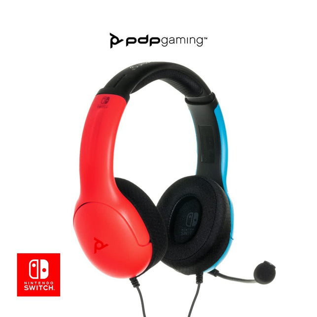 PDP Gaming LVL40 Stereo Headset with Mic for Nintendo Switch - PC, Ipad, Mac, Laptop Compatible - Noise Cancelling Microphone, Lightweight, Soft Comfort on Ear Headphones - Mario Red & Blue - The Gadget Collective