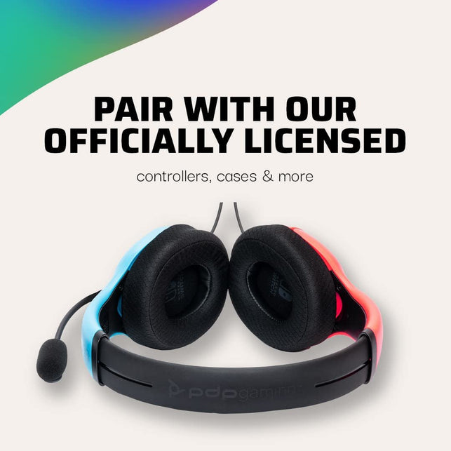 PDP Gaming LVL40 Stereo Headset with Mic for Nintendo Switch - PC, Ipad, Mac, Laptop Compatible - Noise Cancelling Microphone, Lightweight, Soft Comfort on Ear Headphones - Mario Red & Blue - The Gadget Collective