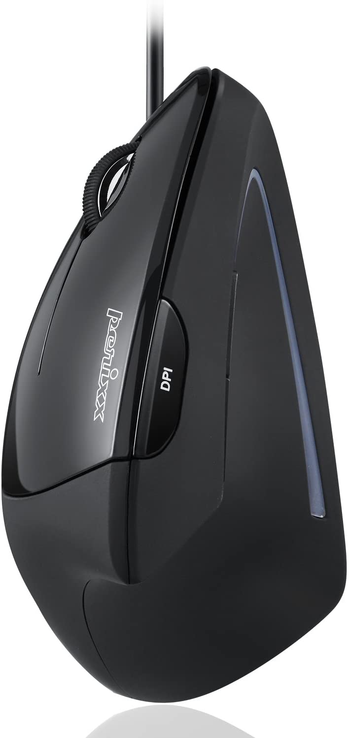 Perixx Perimice-713L, Wireless Ergonomic Left Handed Vertical Mouse, 6  Buttons Design, 3 Level Dpi, Black 