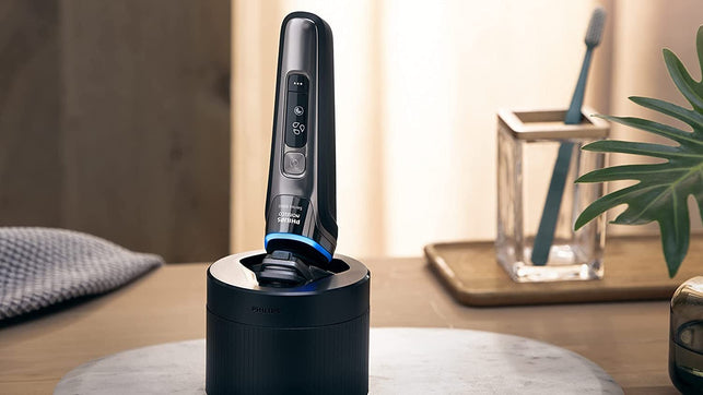 Philips Norelco 9800 Rechargeable Wet & Dry Electric Shaver with Quick Clean, Travel Case, Pop up Trimmer, Charging Stand, S9987/85 - The Gadget Collective