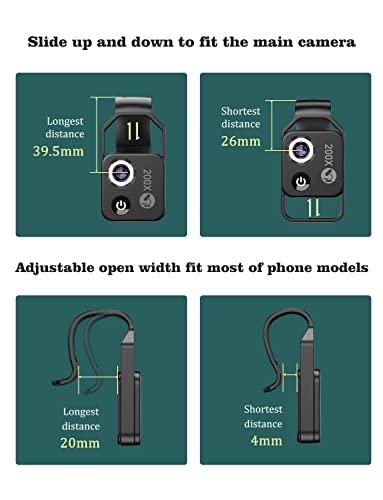 200X Phone Mini Pocket Microscope with LED Light,Rechargable Portable  Digital Microscope Camera Attachments,Easy Install,Universal Microscope  Clip