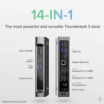 Plugable 14-In-1 USB-C and Thunderbolt 3 Dock - Compatible with Mac and Windows, 96W Laptop Charging, 2X HDMI 2.0 and Displayport, 7X USB Ports, Ethernet, Audio, Sd/Microsd - The Gadget Collective