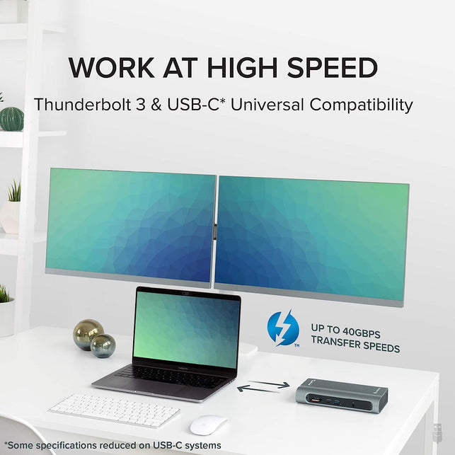 Plugable 14-In-1 USB-C and Thunderbolt 3 Dock - Compatible with Mac and Windows, 96W Laptop Charging, 2X HDMI 2.0 and Displayport, 7X USB Ports, Ethernet, Audio, Sd/Microsd - The Gadget Collective