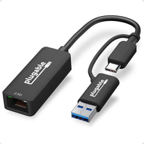 Plugable 2.5G USB C and USB to Ethernet Adapter, 2-In-1 Adapter Compatible with USB-C Thunderbolt 3 or USB 3.0, USB-C to RJ45 2.5 Gigabit LAN Ethernet, Compatible with Mac and Windows - The Gadget Collective