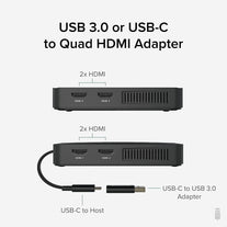 Plugable 4 HDMI Multi Monitor Adapter, USB 3.0 or USB C to HDMI Adapter, Compatible with Windows and Mac, Quad Adapter Supports 1920X1080@60Hz - The Gadget Collective