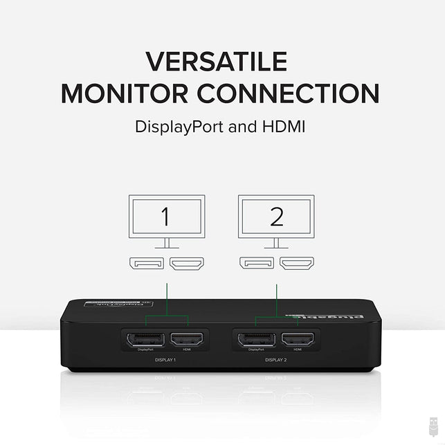 Plugable 4K Displayport and HDMI Dual Monitor Adapter for USB 3.0 and USB-C, Compatible with Windows and Mac - The Gadget Collective