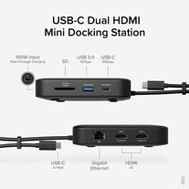 Plugable 7-In-1 USB C Docking Station Dual Monitor - Dual HDMI Dock Is Compatible with Mac and Windows, USB4, Thunderbolt or USB-C, 100W PD, 2X HDMI, 1X USB-C, 1Gbps Ethernet, 1X USB 3.0, 1X SD Card - The Gadget Collective