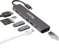 Plugable 7-In-1 USB C Hub Multiport Adapter with Ethernet - Compatible with Mac, Windows, Chromebook, Dell XPS and Thunderbolt 3 (87W Charging, Gigabit Ethernet, 4K HDMI, 2X USB, Sd/Microsd) - The Gadget Collective