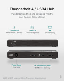 Plugable Thunderbolt 4 Hub, 4-In-1 Pure USB-C Design, Includes USB-C to 4K HDMI Adapter, 60W Laptop Charging, Compatible with Mac and Windows Laptops and USB-C, Thunderbolt 3 or 4, and USB4 Devices - The Gadget Collective