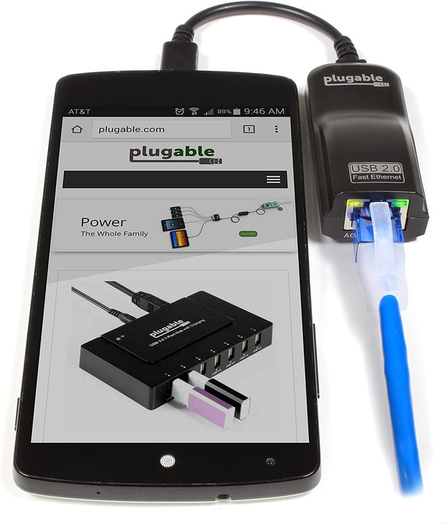 Plugable USB 2.0 OTG Micro-B to 100Mbps Fast Ethernet Adapter Compatib –  The Gadget Collective