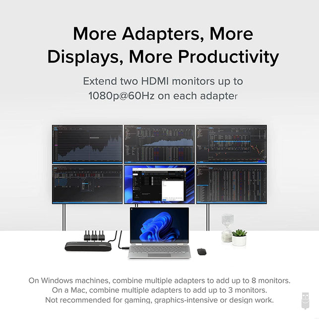 Plugable USB 3.0 or USB C to HDMI Adapter for Dual Monitors, Universal Video Graphics Adapter for Mac and Windows, Thunderbolt 3/4, USB 3.0 or USB-C, 1080P@60Hz - The Gadget Collective