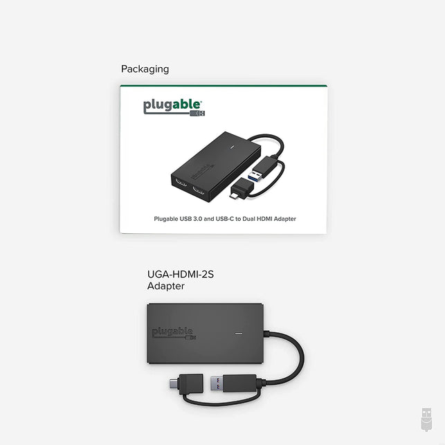 Plugable USB 3.0 or USB C to HDMI Adapter for Dual Monitors, Universal Video Graphics Adapter for Mac and Windows, Thunderbolt 3/4, USB 3.0 or USB-C, 1080P@60Hz - The Gadget Collective