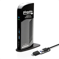 Plugable USB 3.0 Universal Laptop Docking Station Dual Monitor for Windows and Mac, USB 3.0 or USB-C, (Dual Video: HDMI and HDMI/DVI/VGA, Gigabit Ethernet, Audio, 6 USB Ports) - The Gadget Collective