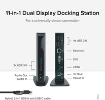 Plugable USB 3.0 Universal Laptop Docking Station Dual Monitor for Windows and Mac, USB 3.0 or USB-C, (Dual Video: HDMI and HDMI/DVI/VGA, Gigabit Ethernet, Audio, 6 USB Ports) - The Gadget Collective
