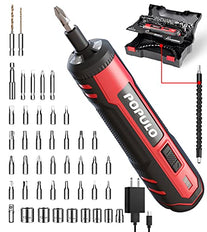 populo 4V Cordless Electric Screwdriver Kit, USB Rechargeable Lithium ion Battery, LED Work Light, 32 pieces Screwdriver Bits, 8 Sockets, Flex Hex Shaft, Bit Holders and Storage box, Populo Power Screwdriver - The Gadget Collective