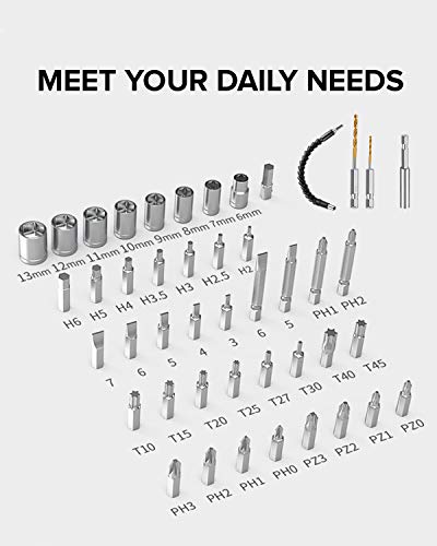 populo 4V Cordless Electric Screwdriver Kit, USB Rechargeable Lithium ion Battery, LED Work Light, 32 pieces Screwdriver Bits, 8 Sockets, Flex Hex Shaft, Bit Holders and Storage box, Populo Power Screwdriver - The Gadget Collective