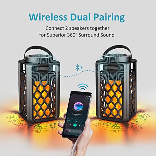 Portable Bluetooth Speaker, Led Flame Torch Atmosphere Wireless Outdoor Speaker Bluetooth 5.0 HD Audio IP67 Waterproof with LED Flicker Warm Night Lights 2000mAh Battery for Travel Home Party - The Gadget Collective