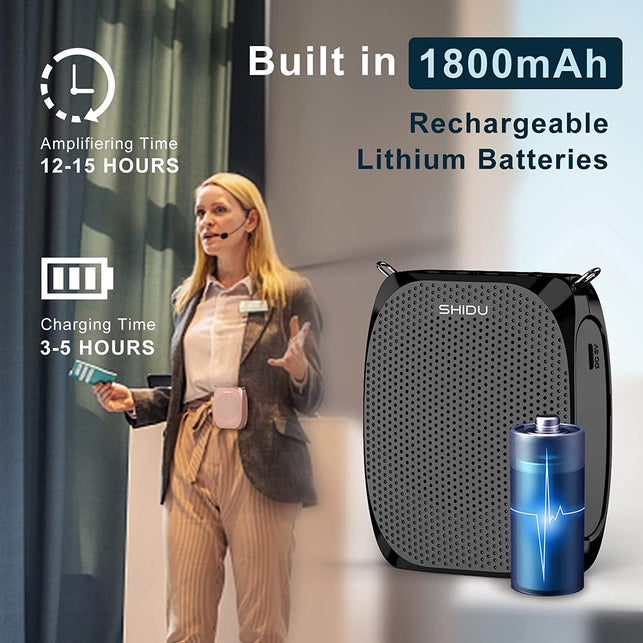 Portable Voice Amplifier SHIDU Personal Microphone Headset for Speaking Rechargeable Mini Pa System for Teachers Tour Guides Coaches Classroom Singing Yoga Fitness Instructors - The Gadget Collective