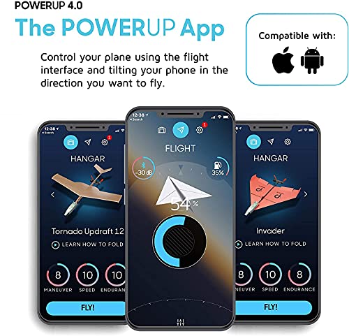 POWERUP 4.0 The Next-Generation Smartphone Controlled Paper Airplane Kit, RC Controlled. Easy to Fly with Autopilot & Gyro Stabilizer. For Hobbyists, - The Gadget Collective