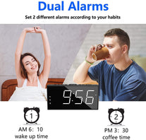PPLEE Alarm Clock for Bedroom, 2 Alarms Loud LED Big Display Clock with USB Charging Port, Adjustable Volume, Dimmable, Snooze, Plug in Simple Basic D - The Gadget Collective