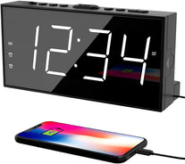 PPLEE Alarm Clock for Bedroom, 2 Alarms Loud LED Big Display Clock with USB Charging Port, Adjustable Volume, Dimmable, Snooze, Plug in Simple Basic D - The Gadget Collective