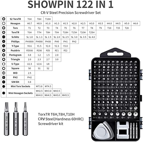 Precision Screwdriver Set, SHOWPIN 122 in 1 Computer Screwdriver Kit, Laptop Screwdriver Sets with 101 Magnetic Drill Bits, Electronics Tool Kit Compatible for Computer, Tablet, PC, iPhone, PS4 Repair - The Gadget Collective