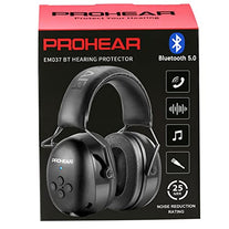 PROHEAR 037 Bluetooth 5.0 Hearing Protection Headphones with Rechargeable 1100mAh Battery, 25dB NRR Safety Noise Reduction Ear Muffs with 40H Playtime for Mowing, Workshops, Snowblowing - Black - The Gadget Collective