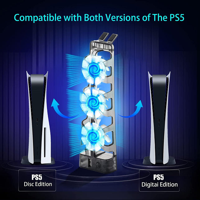 PS5 Cooling Fan with LED Light, PS5 Accessories Cooler Fan for Playstation 5 Digital & Disc Edition Console - The Gadget Collective