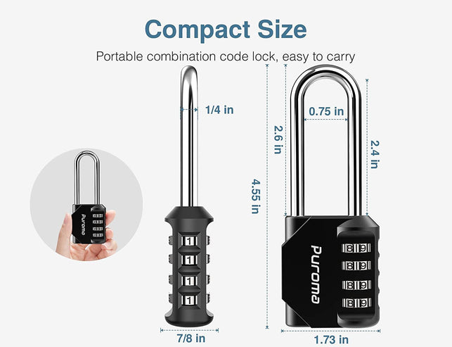 Puroma 4 Pack 2.6 Inch Combination Lock 4 Digit Outdoors Padlock for School Gym Locker, Sports Locker, Fence, Toolbox, Case, Hasp Storage (Black) - The Gadget Collective