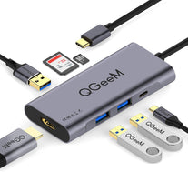 QGeeM USB C Hub HDMI Adapter, 7 in 1 Type C Hub to HDMI 4k,3 USB 3.0 Ports,100W Power Delivery,SD/TF Card Readers Compatible with MacBook Pro 13/15(Th - The Gadget Collective