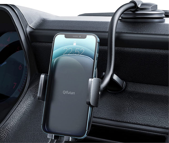 Qifutan Cell Phone Holder for Car Phone Mount Long Arm Dashboard Windshield Car Phone Holder Strong Suction Anti-Shake Stabilizer Phone Car Holder Compatible with All Phone Android Smartphone - The Gadget Collective